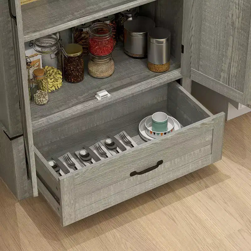 Dispensa HOMCOM in stile rustico da 72 con ante a fienile, mobile alto da cucina con ripiani regolabili e cassetto