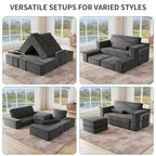 Veranderbare modulaire wolkenbank, comfortabele corduroy hoekbank met diepe zitting en hoge kussens, eenvoudig te monteren