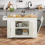 Meuble îlot de cuisine roulant Moasis de 53 pouces, avec rangements, portable et mobile