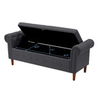 Aufbewahrungsbank fürs Schlafzimmer am Fußende des Bettes, Samt-Ottomane mit gerollten Armlehnen, langes Sofa