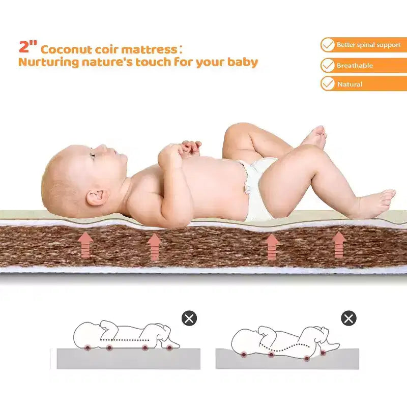 JOYMOR 8-in-1-converteerbaar babybed, inclusief 2 matrassen, om te bouwen tot wieg, halfhoog bed, babybed voor een groot bed, ligbed, peuterbed en box