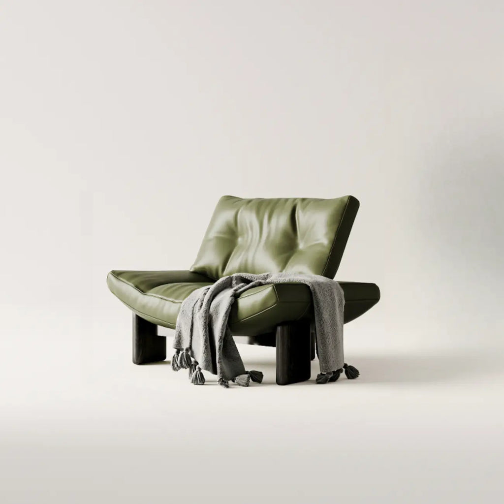 Fauteuil d'appoint contemporain noir en chenille capitonnée sans accoudoirs