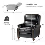 Set of 2 Elisabete Modern Wingback Genuine Leather Recliner with Vintage Nail Head Trim for Living Room and Bedroom| ART OF LIVING DESIGNS