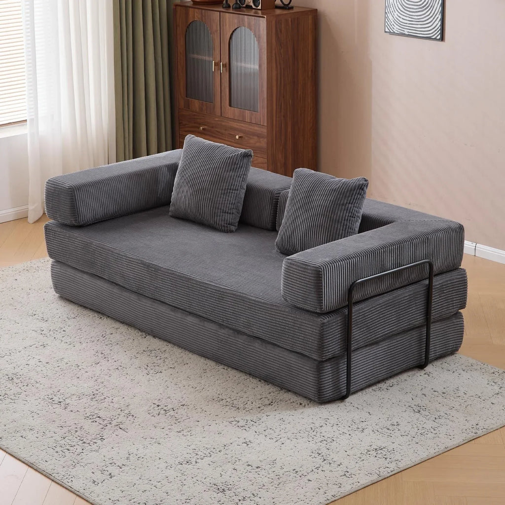 Verwandelbares Bodensofa-Bett mit Kissenlehne aus Chenille für Wohnzimmer und Schlafzimmer
