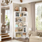 6-tier Corner Bookshelf, Space-saving Display Shelving Unit