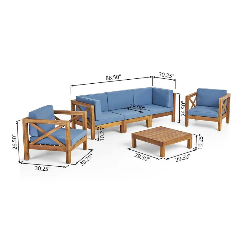 6-teiliges Outdoor-Sitzgruppen-Set aus Akazienholz Brava von Christopher Knight Home