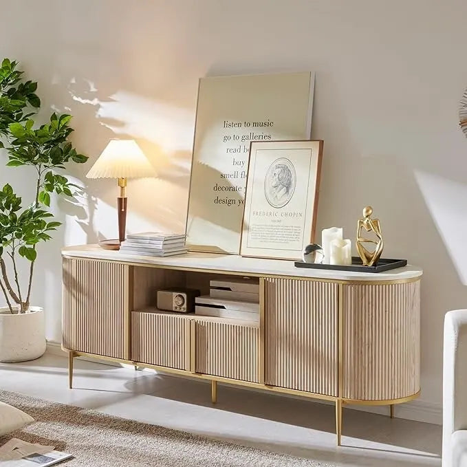 Moderne luxe tv-meubel, entertainmentmeubel met imitatiemarmeren blad