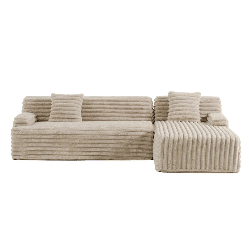 Modułowa sofa narożna Cloud, nowoczesna tapicerowana kanapa z 2 poduszkami dekoracyjnymi, dowolnie konfigurowana, w kształcie litery L