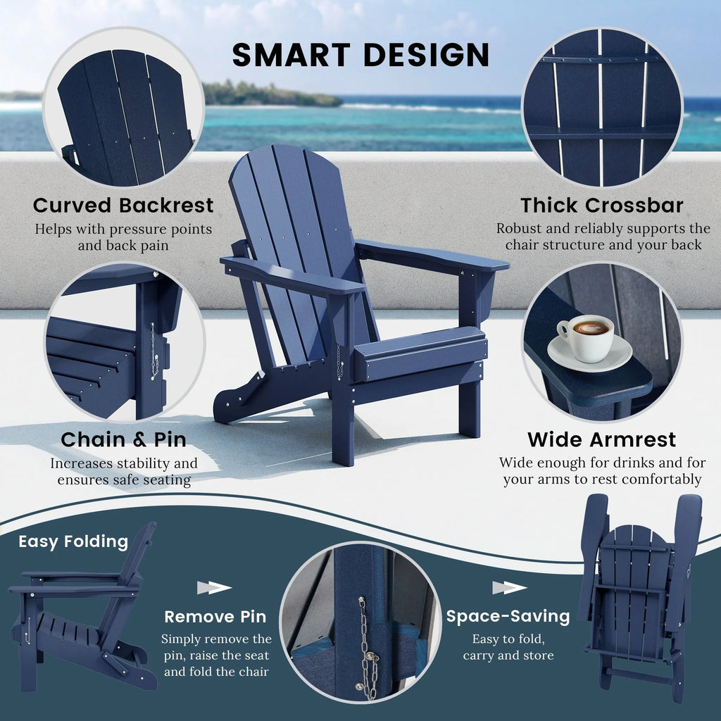 Polytrends Laguna Adirondack-Klappstuhl für die Terrasse, lichtecht und wetterbeständig