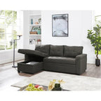 Convertible Reversible Sectional Sofa with Pull-Out Sleeper Bed, Hidden Storage Chaise, and Durable Legs