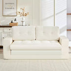 Rozkładana sofa-futon Mjkone 2 w 1 o szerokości 71', tapicerowana tkaniną sztruksową, z pikowanymi guzikami, dwuosobowa sofa z funkcją spania, oszczędzająca miejsce