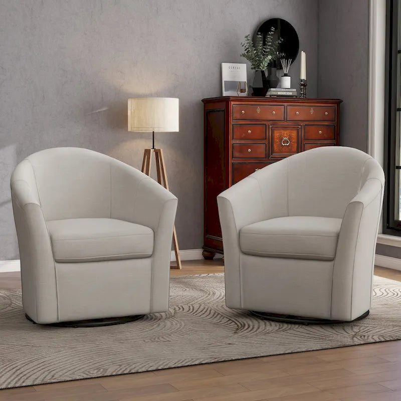 Set aus 2 modernen gepolsterten Dreh-Clubsesseln als Akzentstühle fürs Wohnzimmer