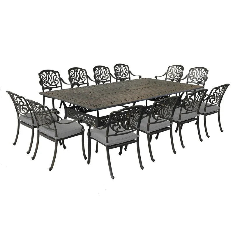 Set da pranzo in alluminio color canna di fucile da 13 pezzi Manasquan di Havenside Home