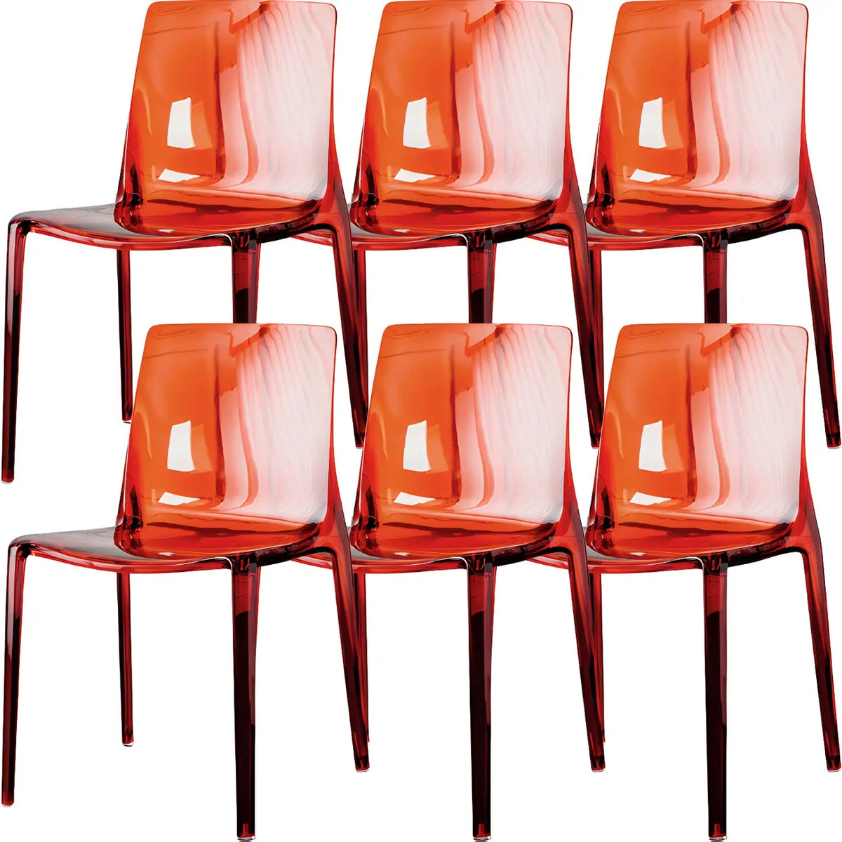 Chaise de salle à manger ambre en acrylique, sans accoudoirs et à dossier bas