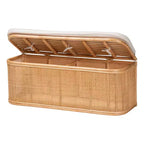 bali & pari Banc de rangement en rotin naturel Ishana Naturel/Blanc : polyester rembourré, cadre en contreplaqué, aucun assemblage requis