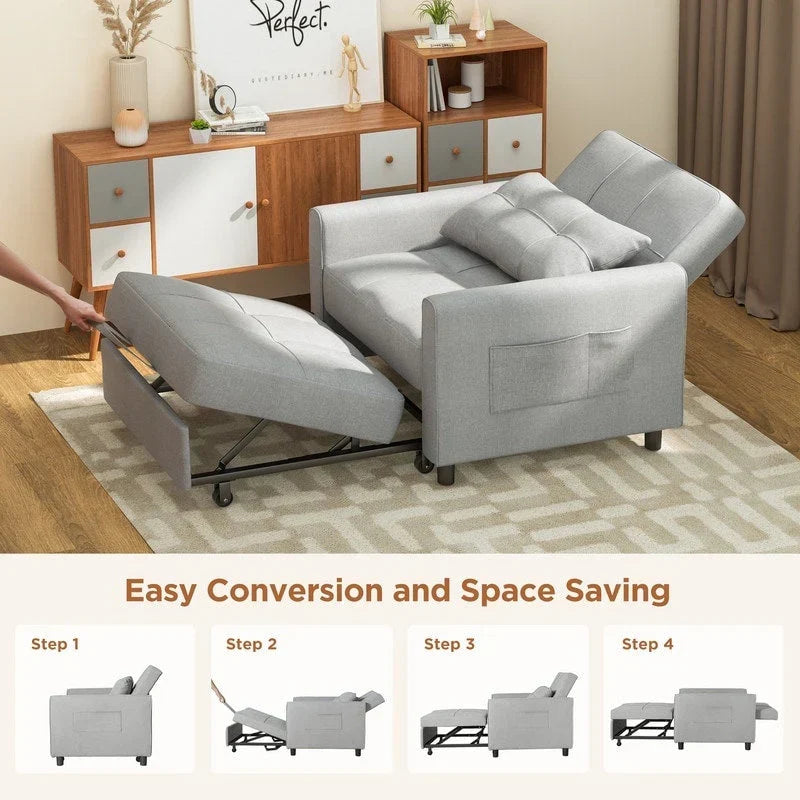 Sofá-cama ajustável 3 em 1, sofá-cadeirão extensível, cama dobrável convertível para sala de estar