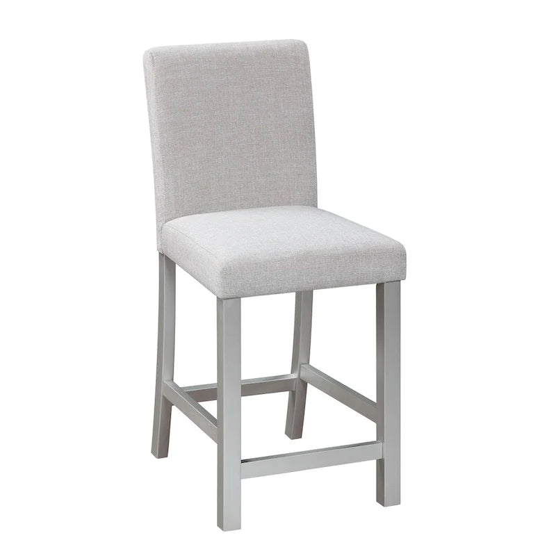Moderne 5-delige eetset met vierkante tafel op aanrechthoogte en 4 gestoffeerde stoelen