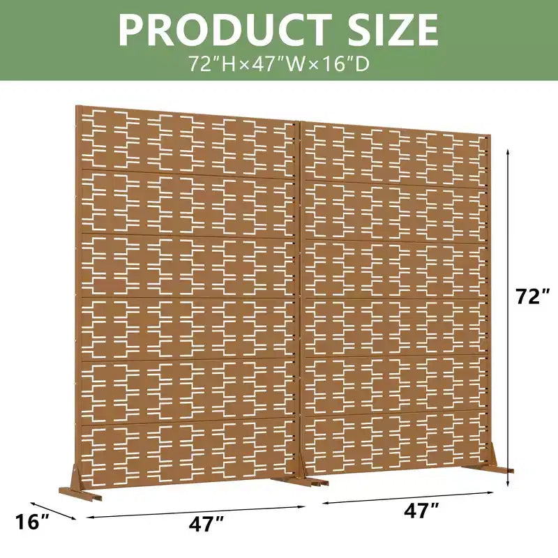 MAYEERTY Brick 01 brauner Raumteiler aus verzinktem Stahl, 72x47x16, 6-teiliger, beidseitiger rostfreier Sichtschutz