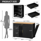Meuble îlot de cuisine roulant Moasis de 53 pouces, avec rangements, portable et mobile