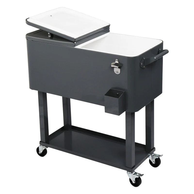 80QT koelbox van ijzer met spuitafwerking en plank