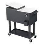 80QT koelbox van ijzer met spuitafwerking en plank