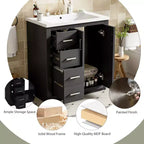 30 Badezimmer-Waschtischunterschrank mit einem Waschbecken, Schrank und 3 Schubladen ??Schwarz / Blau / Grün / Indigo / Weiß