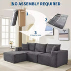 Canapé moderne 108, 3 places en L rembourré avec oreillers, assise profonde, aucun montage requis
