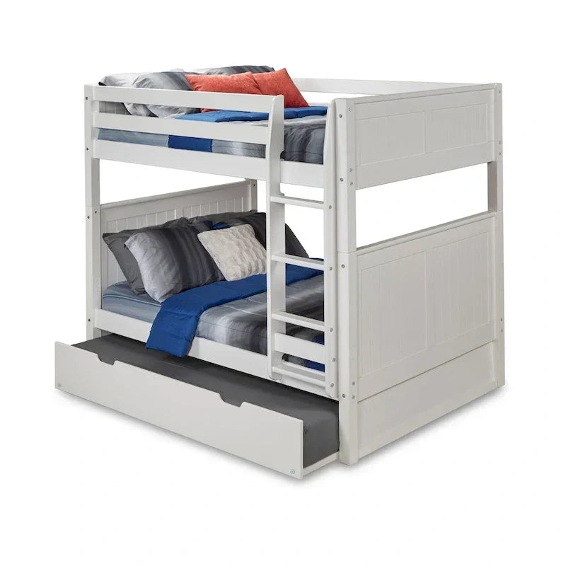 Lit superposé Camaflexi avec deux lits doubles et lit gigogne simple - tête de lit à panneaux