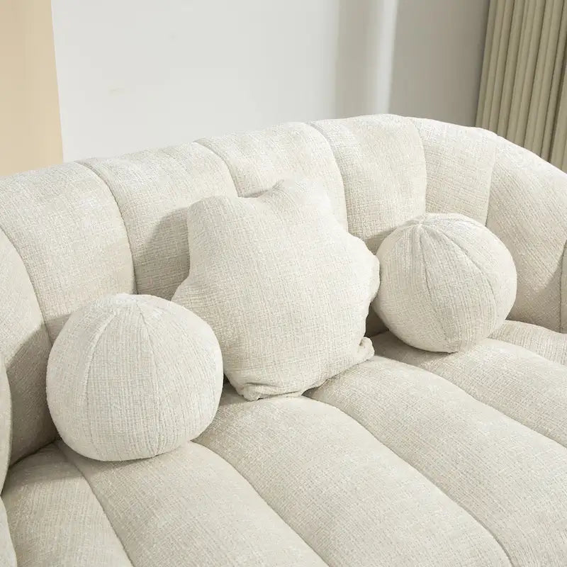 Witte loungestoel van chenille met hoge dichtheid schuim, 63.78