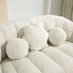 Witte loungestoel van chenille met hoge dichtheid schuim, 63.78