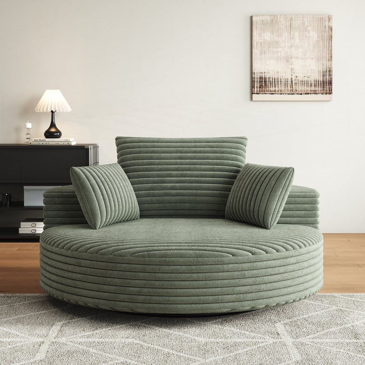 Draaifauteuil voor één persoon van corduroy, chenille en schuim