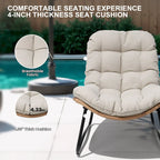 Fauteuils Papasan d’extérieur avec coussin en rotin PE, fauteuils confortables pour terrasse avec table d’appoint