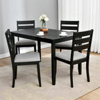 5-teiliges Esszimmer-Set aus Massivholz, 47L (1 Tisch + 4 Stühle mit Sprossenlehne)