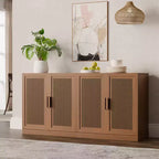 Set van 3 dressoirkasten met rotandeuren en verstelbare planken - 93Lx31H