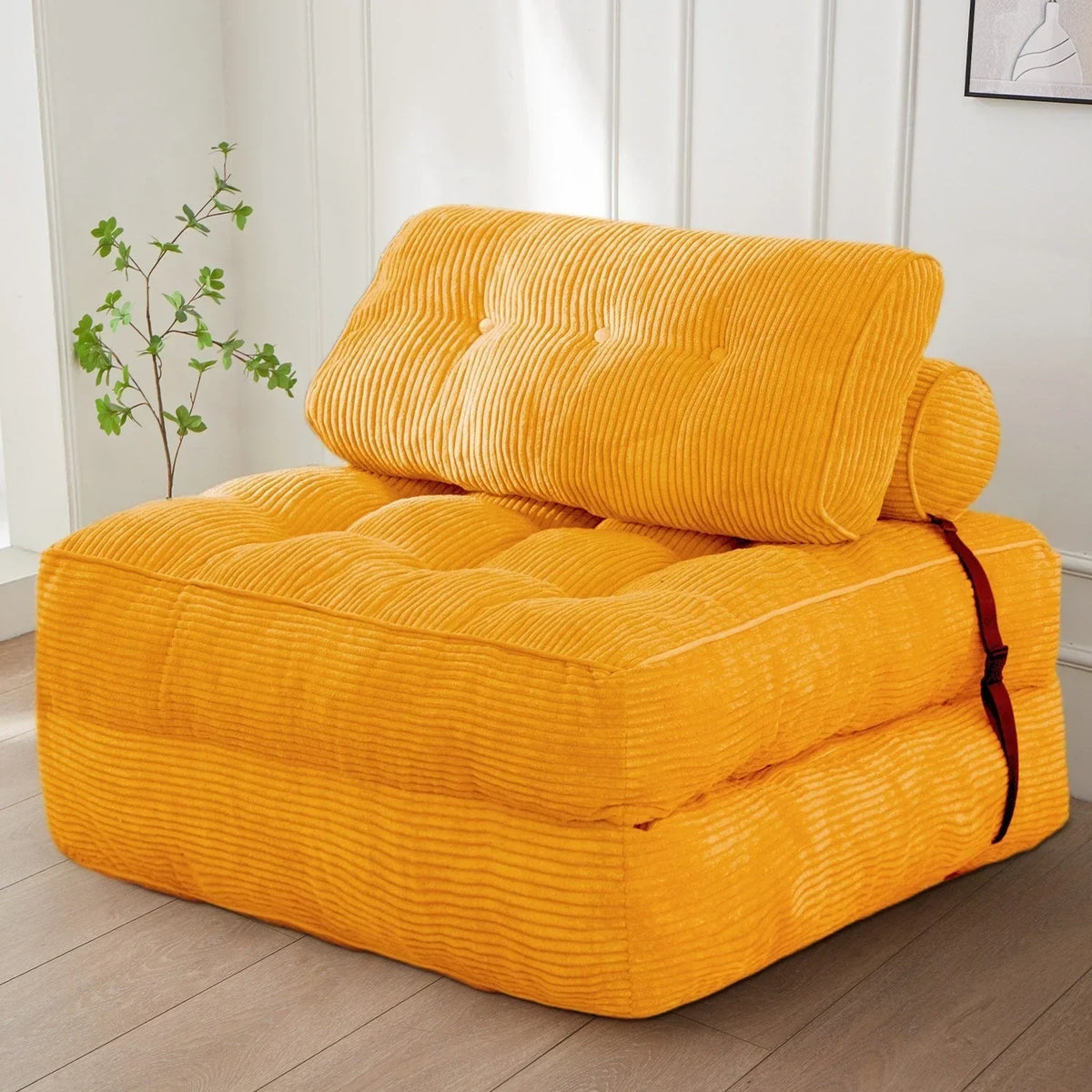 Sofá-cama dobrável de bombazina de 8 lugares, individual