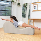 Avana Sleek Chaise Lounge for Yoga - Made in The USA - Great for Stretching, Relaxation, Exercise & More, 60D x 18W x 26H Inch, Light Grey