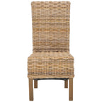 Set van 2 eetkamerstoelen van naturel rotan, 19W x 22D x 41H, boho-kuststijl
