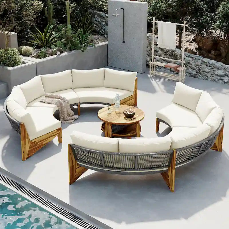 Gartensitzgruppe für 6 Personen mit Polstern und 1Couchtisch