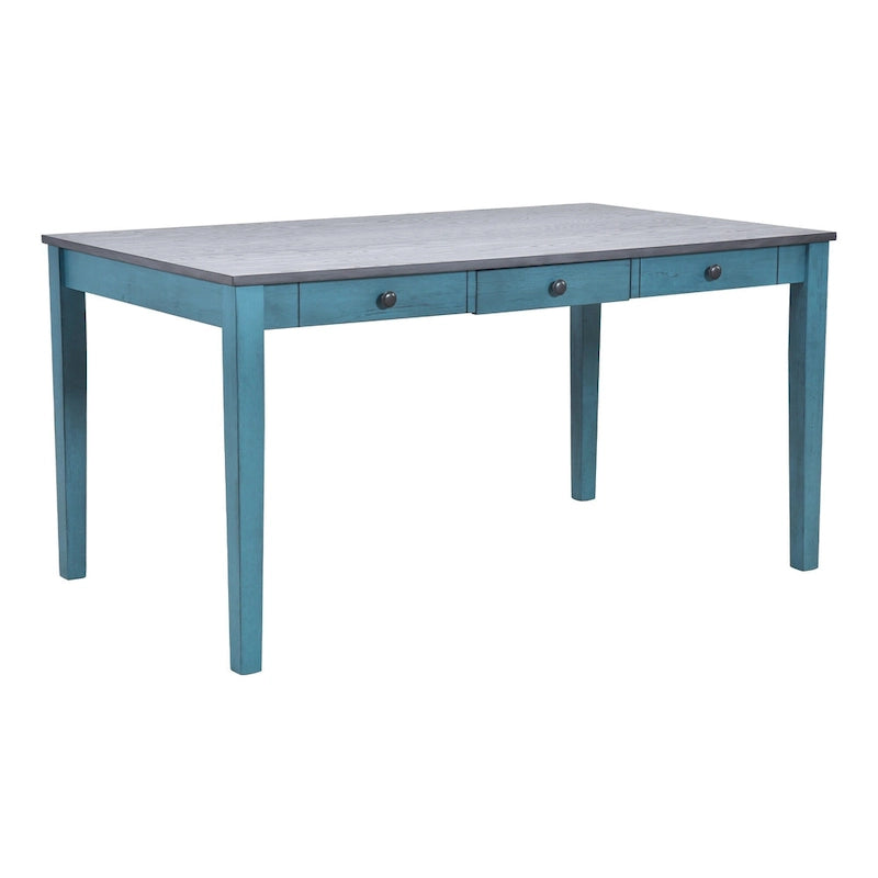 Eetkamerset van hout, 6-delig, met 4 stoelen en een bankje, tafel met lade