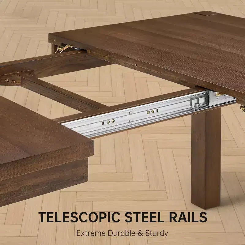 Moderne eetset - 80 tafel + 6 gestoffeerde stoelen, massief houten frame, tafelcapaciteit van 400 lbs, eenvoudig te monteren