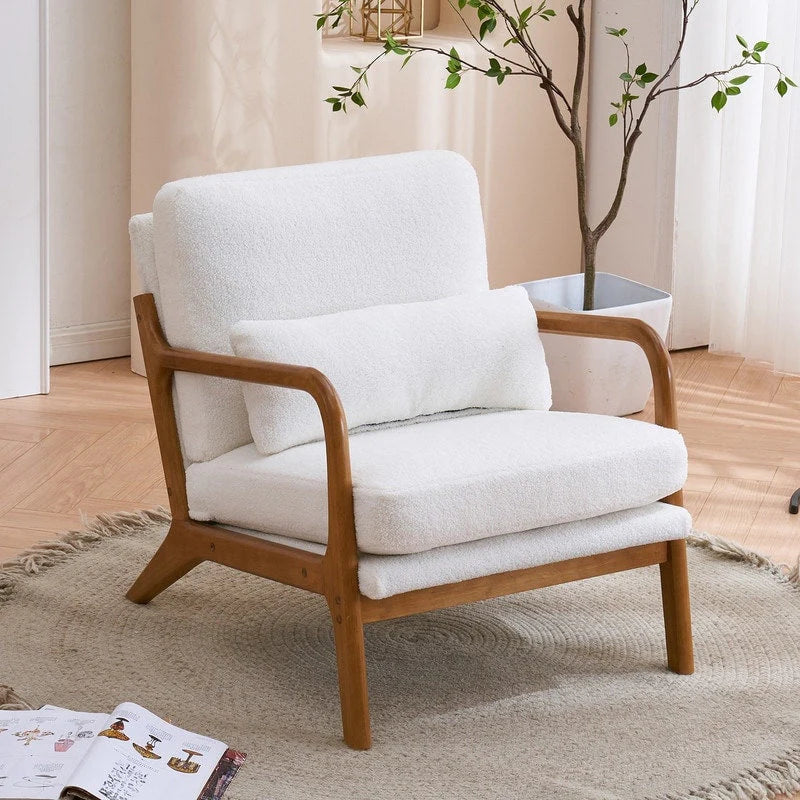Gestoffeerde accentstoel in midcenturymoderne stijl