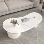 Minimalistische standaard witte ovale salontafel met 2 laden