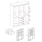 Palace Imports Cosmo Kleiderschrank mit 3 Türen aus 100 % Massivholz und Türen aus Massivholz oder mit Spiegel