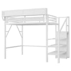Okak hoogslaper van 94 inch voor een eenpersoonsbed, met kledingkast, opbergplanken en mand, bedframe voor slaapkamer of studentenkamer