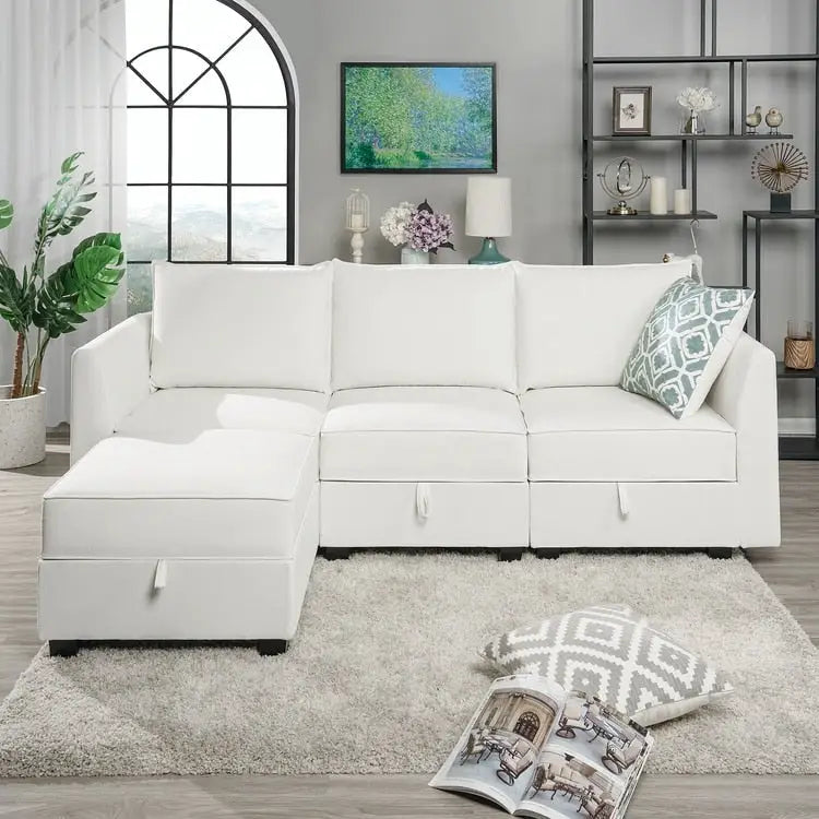 Modern DIY Collection - Convertible Modular Sectional Sofa - Linen Sofa Couch for Living Room Apartment Office