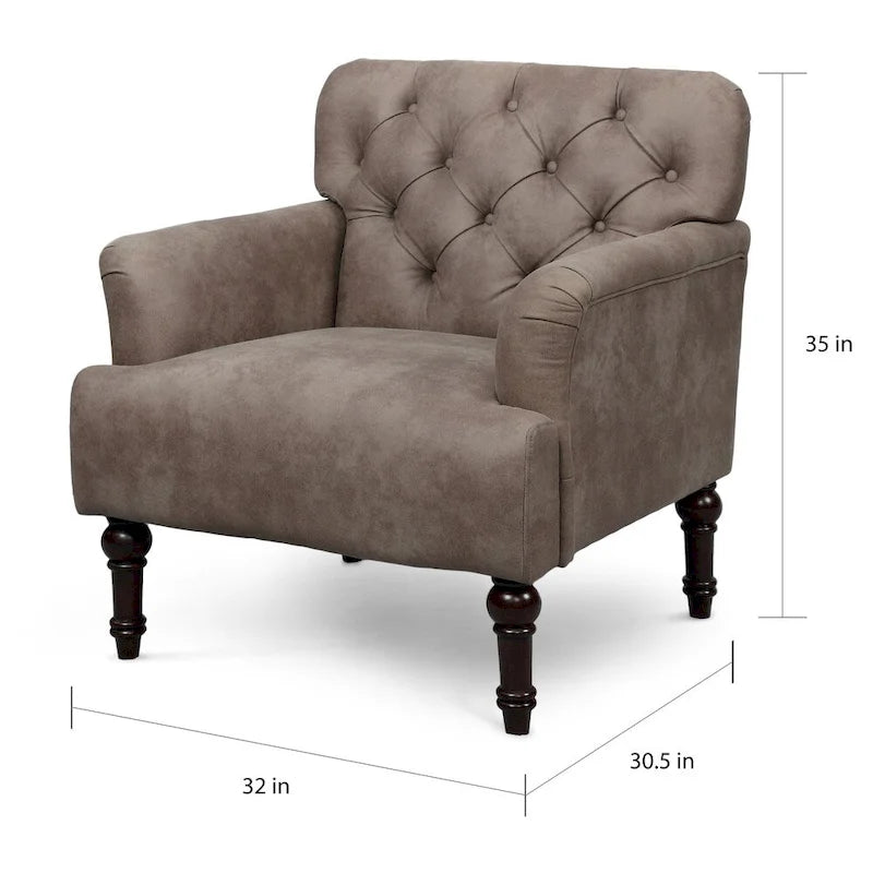 Purani Transitional Vinyl Tufted Wide Accent Chair with T-cushion by Furniture of America