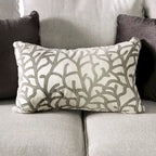 Bule Transitional Light Grey Fabric Upholstered Nailhead Trim Sofa with Pillows by Furniture of America