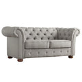Grey Linen Tufted Loveseat, 2-Seat