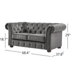 Grey Linen Tufted Loveseat, 2-Seat