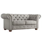 Grey Linen Tufted Loveseat, 2-Seat